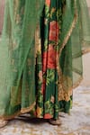 Buy_Rivaaj Clothing_Green Velvet Printed Rose Square Neck Firgun Anarkali Set _Online_at_Aza_Fashions