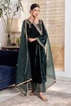 Rivaaj Clothing_Green Velvet Embroidery Gota Patti Round Khwabidah Kurta Set _at_Aza_Fashions