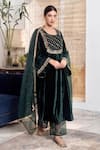 Shop_Rivaaj Clothing_Green Velvet Embroidery Gota Patti Round Khwabidah Kurta Set 