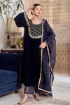 Buy_Rivaaj Clothing_Blue Velvet Embroidery Gota Patti Round Khwabidah Yoke Kurta Set _at_Aza_Fashions