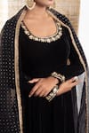 Rivaaj Clothing_Black Velvet Embroidery Gota Patti Round Khwabidah Placement Anarkali Set _at_Aza_Fashions