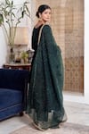 Shop_Rivaaj Clothing_Green Velvet Embroidery Gota Patti Khwabidah Floral Placement Anarkali Set _at_Aza_Fashions