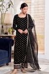 Buy_Rivaaj Clothing_Black Velvet Embroidery Sequin Round Khwabidah Kurta Set _at_Aza_Fashions