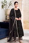 Rivaaj Clothing_Black Velvet Embroidery Sequin Round Khwabidah Kurta Set _at_Aza_Fashions