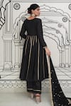 Shop_Rivaaj Clothing_Black Modal Silk Embroidery Gota Leaf Neck Afsana Panelled Anarkali Pant Set _at_Aza_Fashions