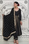 Buy_Rivaaj Clothing_Black Modal Silk Embroidery Gota Leaf Neck Afsana Panelled Anarkali Pant Set _Online_at_Aza_Fashions