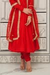 Shop_Rivaaj Clothing_Red Modal Silk Embroidery Gota Scoop Neck Afsana Neckline Anarkali Set _Online_at_Aza_Fashions