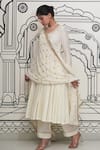 Buy_Rivaaj Clothing_Ivory Modal Silk Embroidery Gota Scoop Neck Afsana Panelled Anarkali Set _Online_at_Aza_Fashions