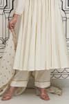 Buy_Rivaaj Clothing_Ivory Modal Silk Embroidery Gota Scoop Neck Afsana Panelled Anarkali Set 