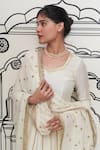 Shop_Rivaaj Clothing_Ivory Modal Silk Embroidery Gota Scoop Neck Afsana Panelled Anarkali Set 