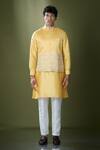 Buy_RNG Safawala_Yellow Raw Silk Embroidered Thread Bundi With Kurta Set 