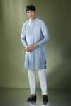 Buy_RNG Safawala_Blue Cotton Silk Embroidered Cutdana Ombre Straight Kurta With Pant _at_Aza_Fashions