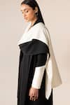 Buy_Ampm_Black Wool 140gm Cord Work Open Aairah Colorblock Draped Jacket