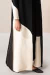 Shop_Ampm_Black Wool 140gm Cord Work Open Aairah Colorblock Draped Jacket