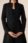 AMPM_Black Thick Wool Embroidered Cord Jacket Open Palazzo Set _Online