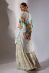 Shop_kriti bapna_Ivory Jacquard Embroidery Floral Round Hand Painted Kurta With Palazzo _at_Aza_Fashions