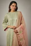 Buy_kriti bapna_Green Organza Embroidery Floral Round Sequin Straight Kurta And Pant Set _Online_at_Aza_Fashions