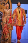 The Royaleum_Multi Color Silk Hand Embroidered Stripe Umair Kurta With Pant _Online_at_Aza_Fashions