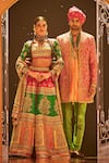 The Royaleum_Multi Color Silk Hand Embroidered Floral Sherwani Set _Online_at_Aza_Fashions