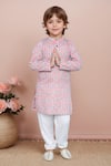 Buy_Arihant Rai Sinha_Pink Cotton Printed Floral Kurta With Pyjama _at_Aza_Fashions