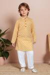 Buy_Arihant Rai Sinha_Yellow Cotton Printed Floral Mandarin Collared Kurta With Pyjama _at_Aza_Fashions