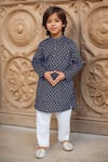 Buy_Arihant Rai Sinha_Blue Cotton Printed Floral Kurta With Pyjama _at_Aza_Fashions