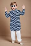 Buy_Arihant Rai Sinha_Blue Cotton Printed Floral Pathani Kurta With Pyjama _at_Aza_Fashions