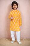 Buy_Arihant Rai Sinha_Yellow Cotton Printed Ikat Kurta With Pyjama _at_Aza_Fashions