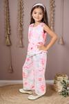 Shop_Petite Pomme_Pink Cotton Embroidery, Mirrors Floral Print Palazzo Set _at_Aza_Fashions