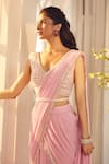 Aariyana Couture_Pink Saree Viscose Georgette Embroidered Pre-draped Lehenga With Blouse _Online