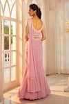 Aariyana Couture_Pink Saree Viscose Georgette Embroidered Pre-draped Lehenga With Blouse _Online_at_Aza_Fashions