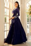 Buy_Aariyana Couture_Blue Blouse Dupion Silk Embroidered Floral Round Pleated Lehenga With Draped _Online_at_Aza_Fashions