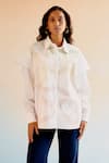 Buy_Echo By Tanya Arora_White Cotton Poplin Cutwork Floral Collar Echo Reggae Shirt _at_Aza_Fashions