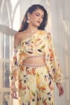 Shop_Aariyana Couture_Multi Color Viscose Georgette Printed Aloevera One Crop Top And Palazzo Set _at_Aza_Fashions