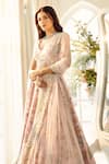 Aariyana Couture_Pink Blouse And Lehenga Silk Satin Organza Embroidered Garden Full Bridal Set _Online