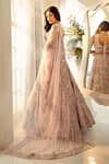 Aariyana Couture_Pink Blouse And Lehenga Silk Satin Organza Embroidered Garden Full Bridal Set _Online_at_Aza_Fashions