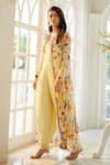 Aariyana Couture_Yellow Jumpsuit Viscose Crepe Printed Aloevera Jumpsuit Square With Jacket _Online