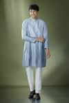 Buy_RNG Safawala_Blue Cotton Silk Embroidered Cutdana Ombre Straight Kurta With Pant 