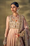 17:17 by Simmi Saboo_Beige Liquid Organza Embellished Floral High Anarakali With Koti _at_Aza_Fashions