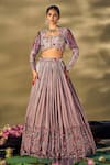 17:17 by Simmi Saboo_Purple Liquid Organza Embellished Floral Square Lehenga Set _Online_at_Aza_Fashions