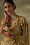 Buy_17:17 by Simmi Saboo_Gold Crush Shimmer Embellished Pearl Square Floral Saree With Corset Blouse _Online_at_Aza_Fashions