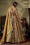 Shop_17:17 by Simmi Saboo_Gold Crush Shimmer Embellished Pearl Leaf Lehenga Set _at_Aza_Fashions