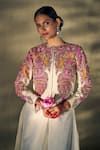 Buy_17:17 by Simmi Saboo_Beige Shimmer Embellished Sequin Round Floral Jacket Kurta With Pant 