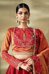 17:17 by Simmi Saboo_Orange Stripe Shimmer Embroidered Sequin Round Applique Lehenga Set _Online_at_Aza_Fashions