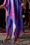 17:17 by Simmi Saboo_Purple Raw Silk Embroidered Shell One Shoulder Floral Print Kurta With Pant _at_Aza_Fashions