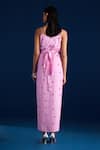 Shop_Aapro_Pink Soft Modal Satin Tie-dye Bandhani Sweetheart Cowl Adila Twist Draped Dress _at_Aza_Fashions