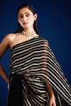 Shop_Aapro_Black Soft Modal Cotton Satin Woven Stripe One Zahavi Concept Saree Gown _Online_at_Aza_Fashions