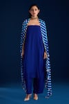 Shop_Aapro_Blue Vegan Georgette Tie-dye Leheriya Rumani Strapless Kurta Set With Dupatta _Online_at_Aza_Fashions