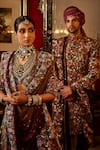 Buy_Angad Creations_Wine Pure Raw Silk Embroidery Tilla Paisley Majesty Sherwani Set _Online_at_Aza_Fashions