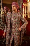 Shop_Angad Creations_Wine Pure Raw Silk Embroidery Tilla Paisley Majesty Sherwani Set _at_Aza_Fashions